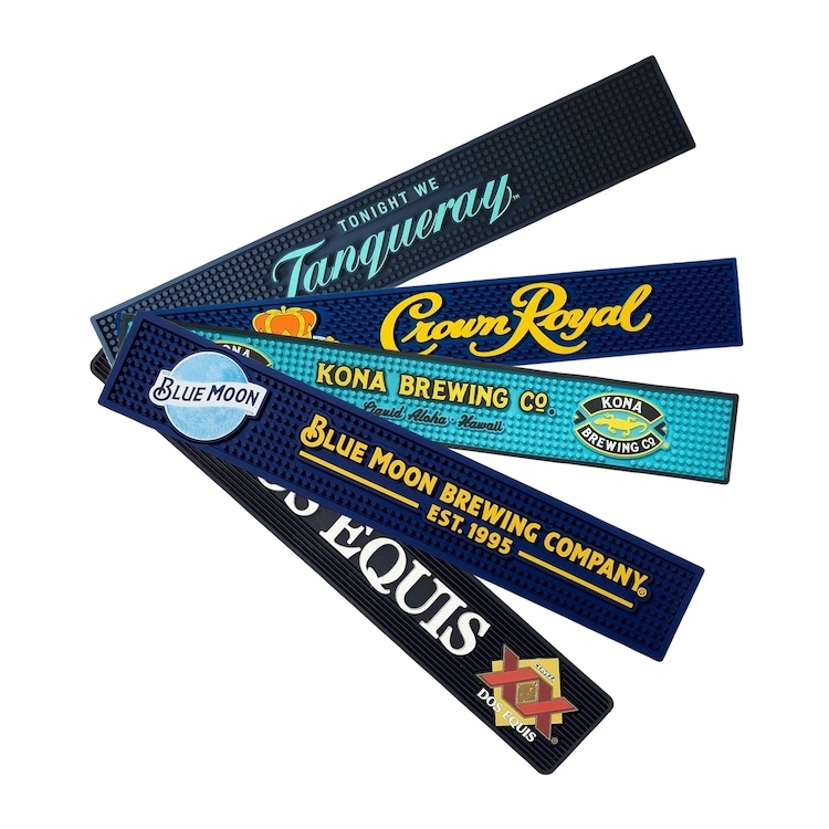 PVC bar service mat with logo on a counter