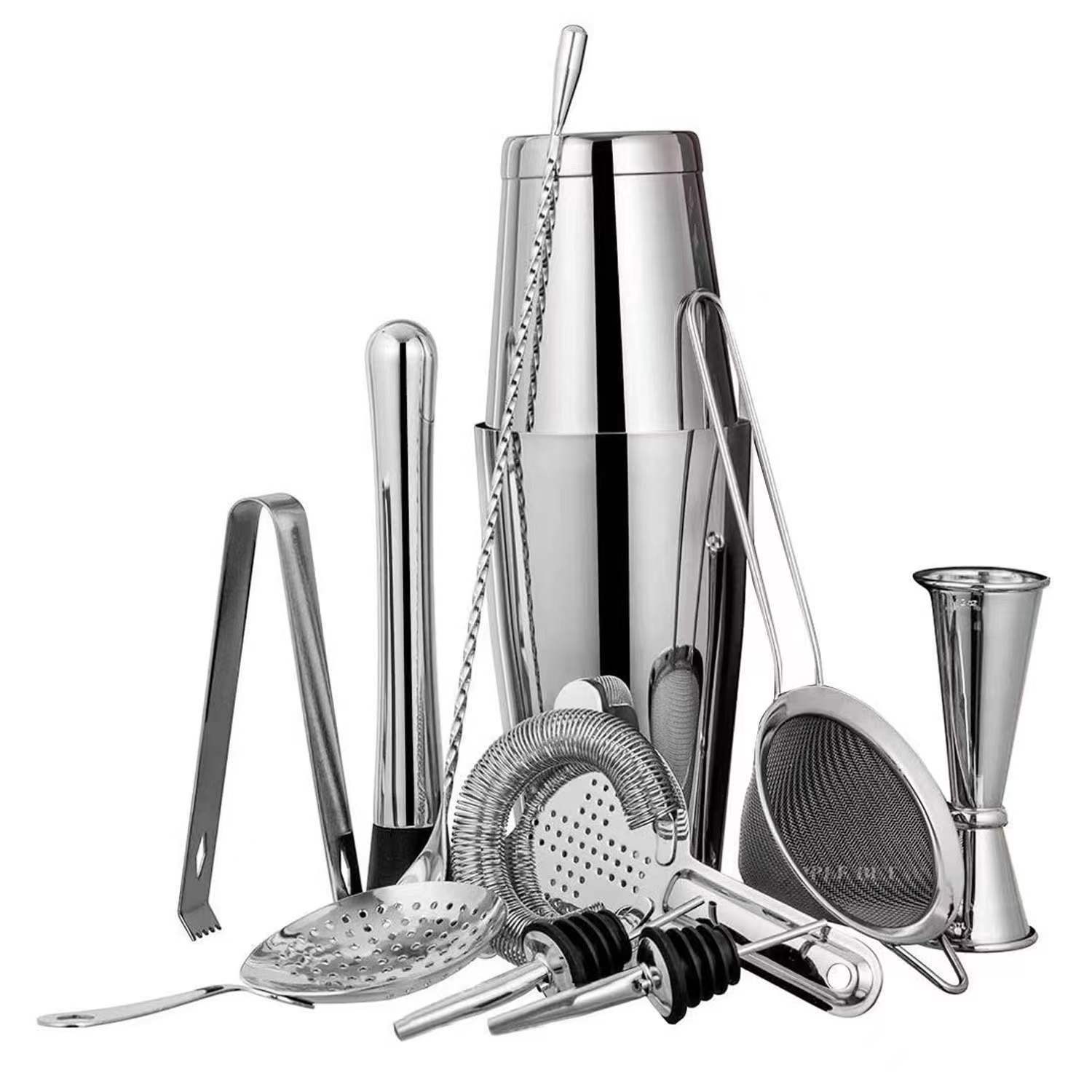10-piece 304 stainless steel commercial Boston shaker bartender kit
