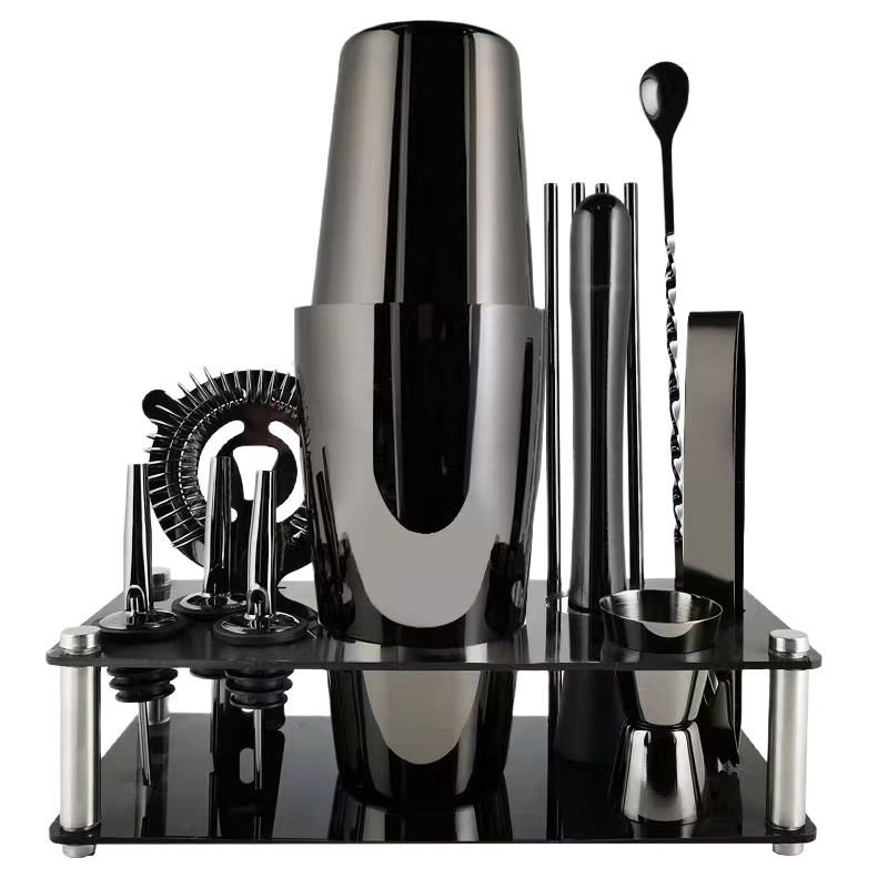 13-piece multi-color stainless steel cocktail shaker luxury gift set