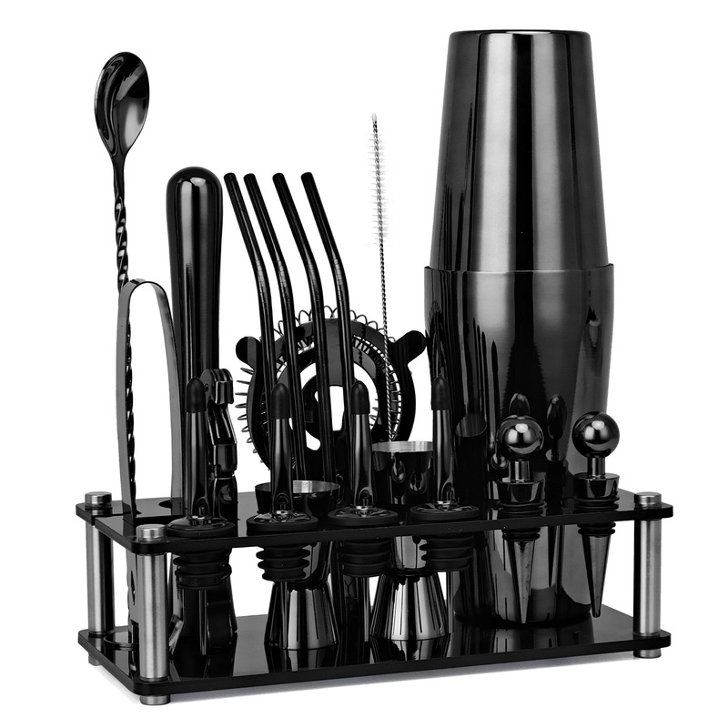 20-piece stainless steel cocktail shaker set with custom logo