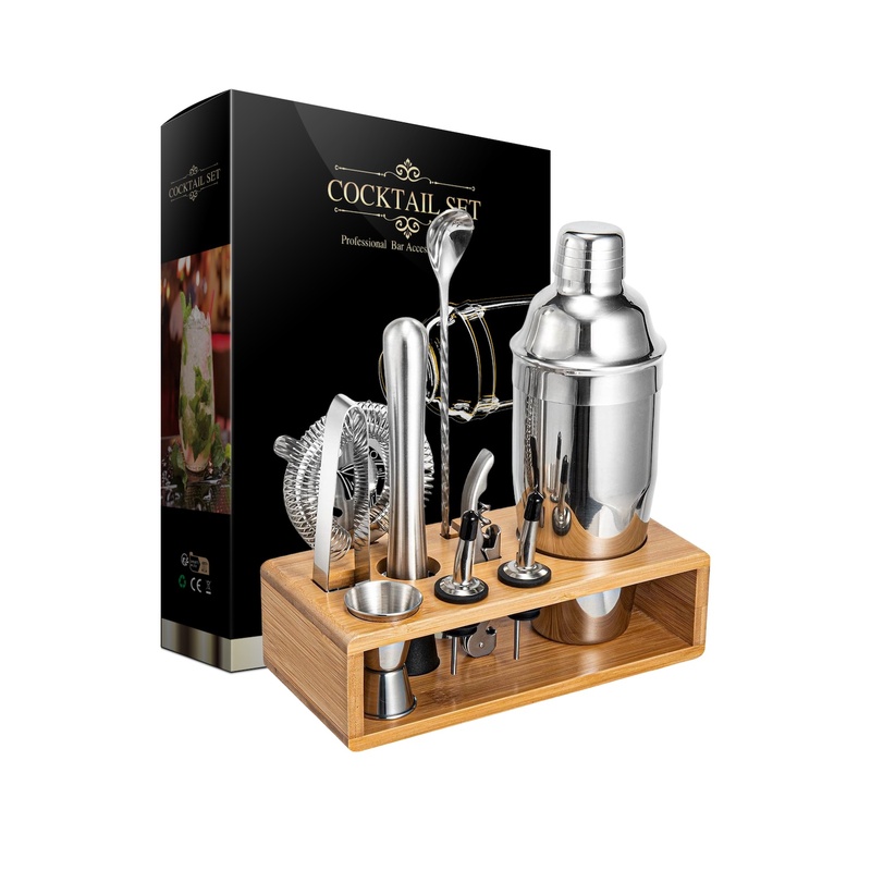 Compact 350ml stainless steel cocktail shaker set