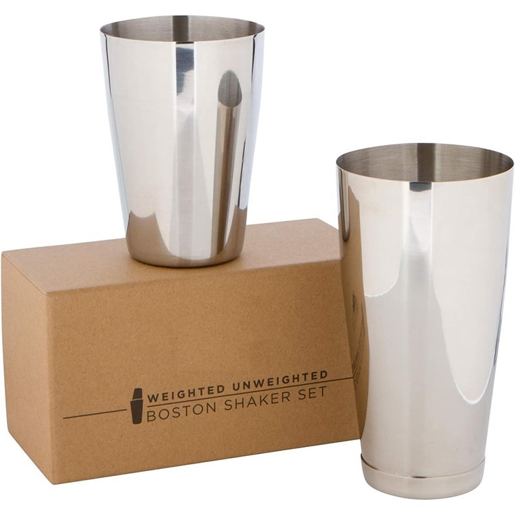 Stainless steel Boston cocktail shaker set in black finish