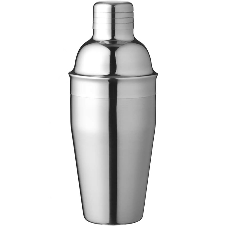 Professional stainless steel brushed finish conical cocktail shaker with straight walls ideal for engraving