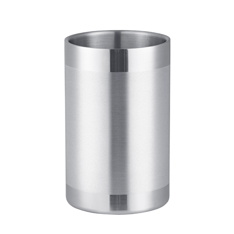 Double wall stainless steel insulated wine cooler and champagne ice bucket with custom logo