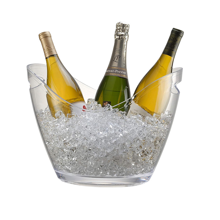 Transparent food-grade acrylic double wall plastic ice bucket with custom logo OEM