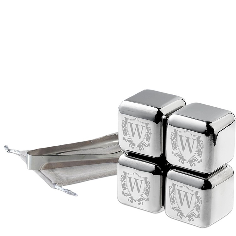304 stainless steel whiskey ice cubes, 27mm mirror finish, 12-piece set