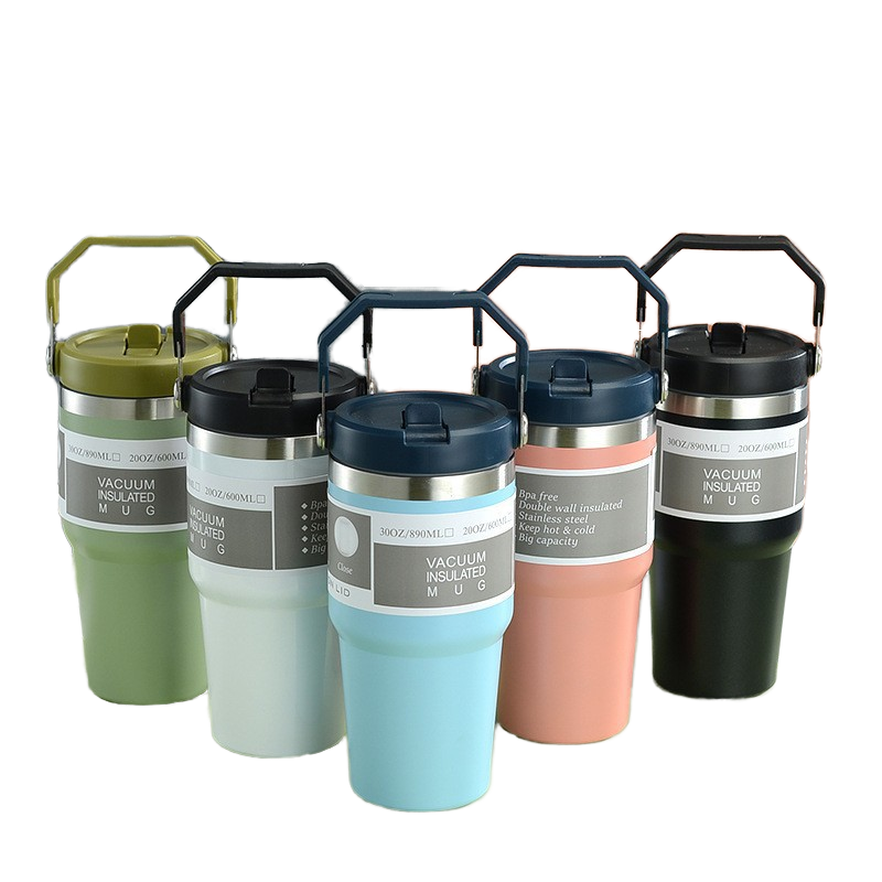30oz double-wall vacuum insulated stainless steel tumbler with lid — real estate closing gift