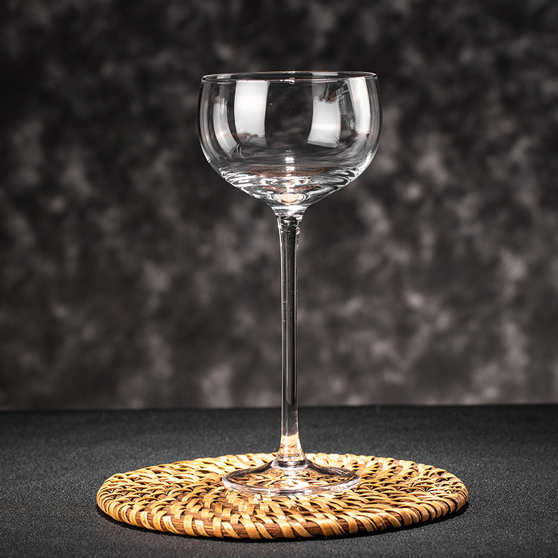 150ml gold-rimmed Nick and Nora coupe wine glass, custom logo restaurant glassware