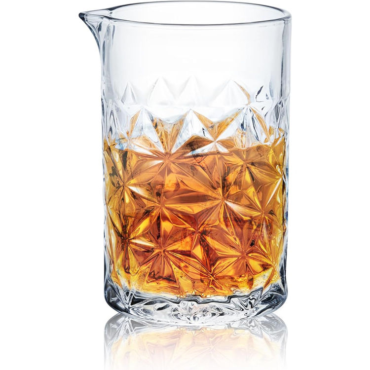 Lead-free crystal rocks glass with a smooth side ready for screen printing