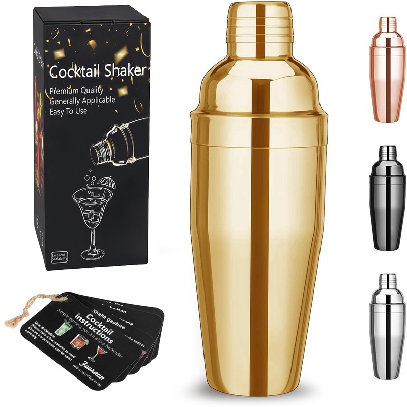 Colorful glitter martini cocktail shaker with color coat finish