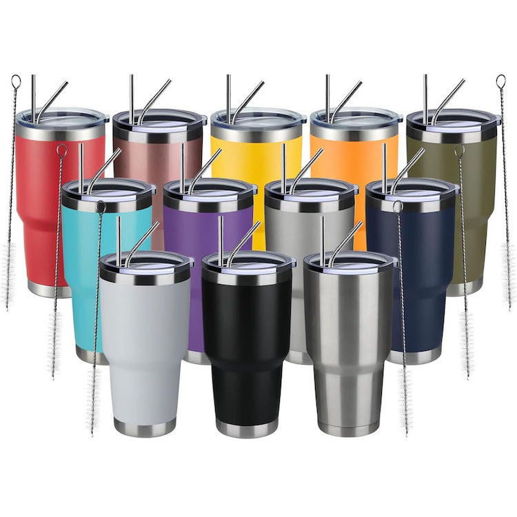 30oz double wall stainless steel tumbler with lid, custom full-color sublimation print
