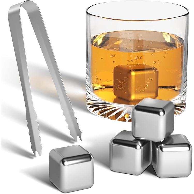Custom logo 304 stainless steel square ice cubes with mirror surface for bars